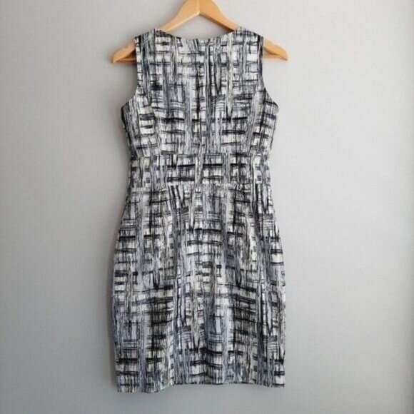 ALFRED SUNG Pure Blue & White Sleeveless Sheath Dress Sz 4 - Picture 9 of 15